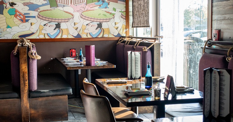 Interior space, dining area with set tables