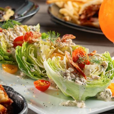 Wedge salad, side view.