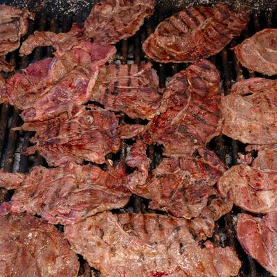 Steaks on the grill.