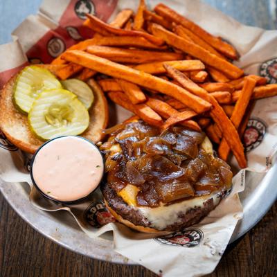 A served All American burger.