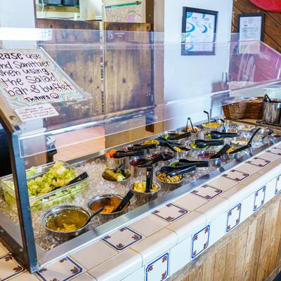 Salad bar and buffet.
