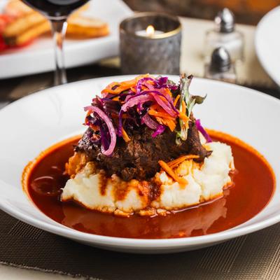 adobo braised short ribs close up