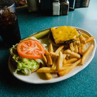 Cheeseburger and fries.