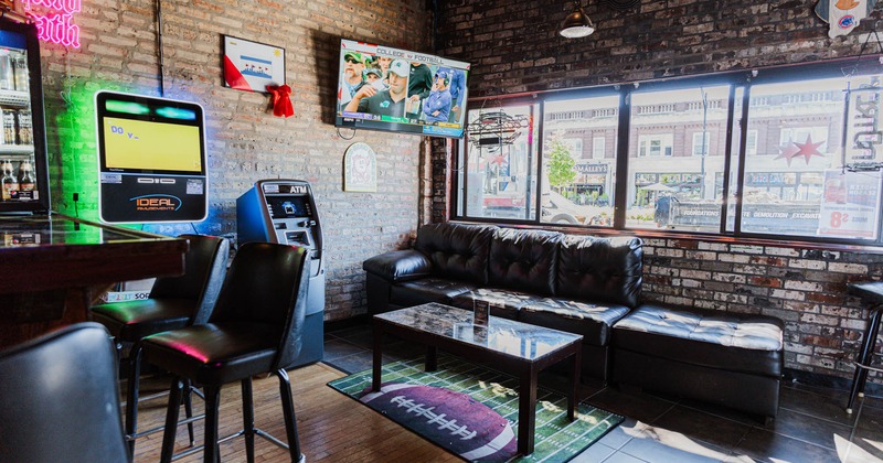 Interior, cozy sofa near the windows