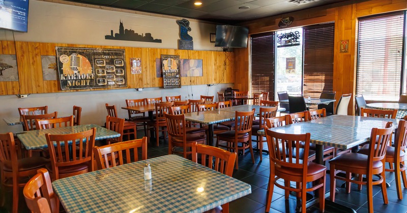 Interior, dining area with tables and chairs