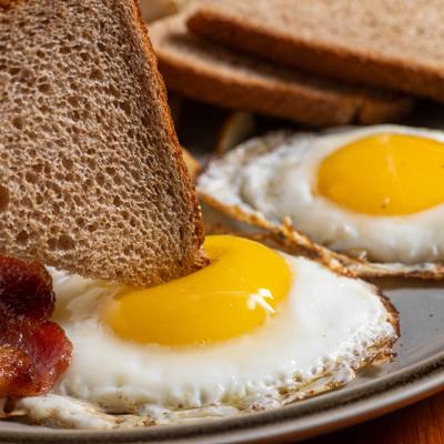 Fried eggs, bacon, and toast.