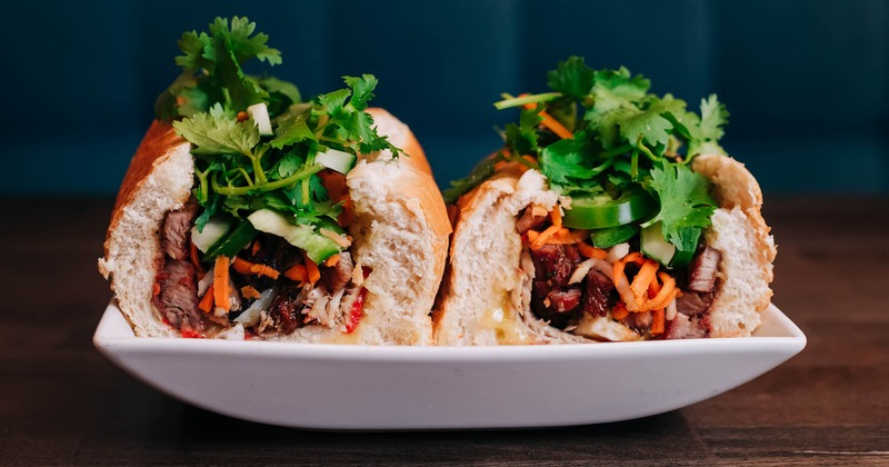 Cold cut Banh Mi, close up