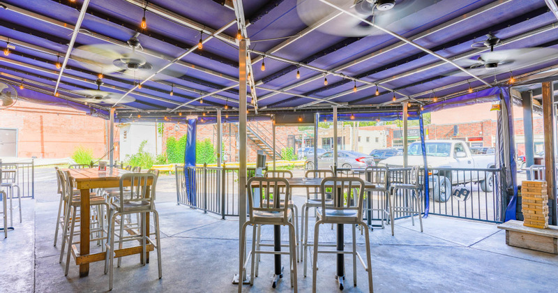 Exterior, covered patio, tables and seats