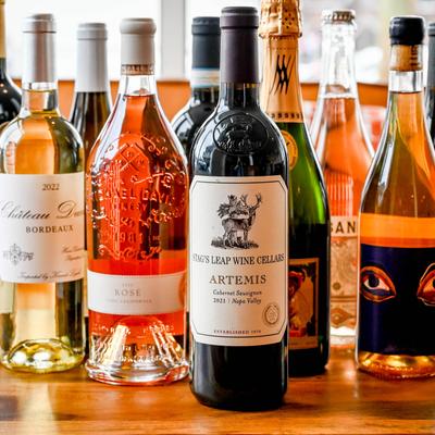 Various wine bottles.