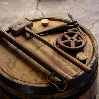 Barrel and tools.