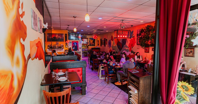 Interior space, dining area, view from the entrance