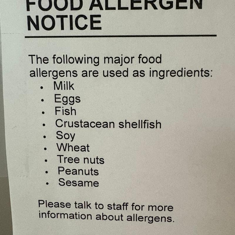 Food Allergen Notice photo