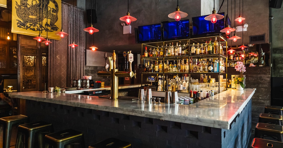 Interior, a bar with bar stools