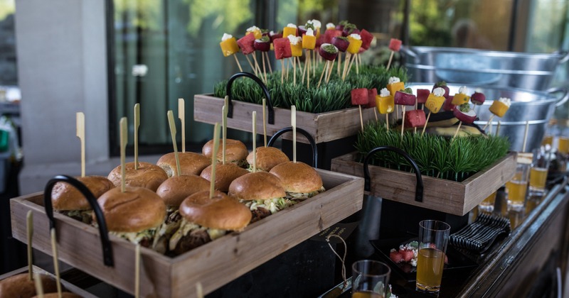 Burgers served on tray
