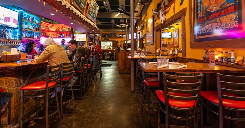 Interior, seating area and bar