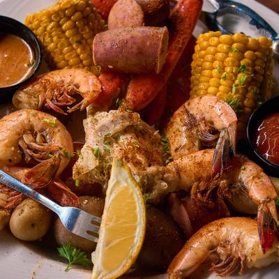 Mixed seafood boil.