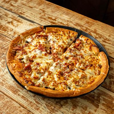 Pepperoni and sausage pizza.