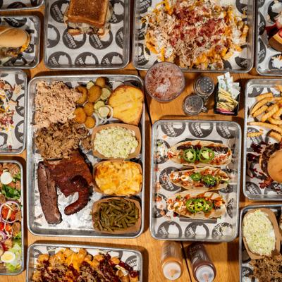 Assorted food dishes.