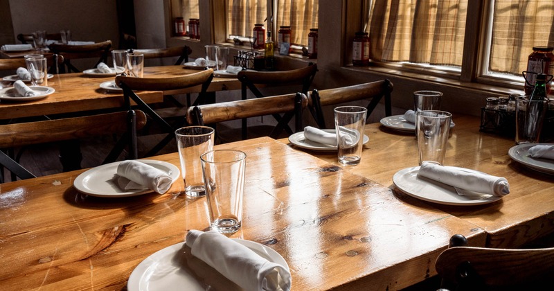 Interior, table ready for guests