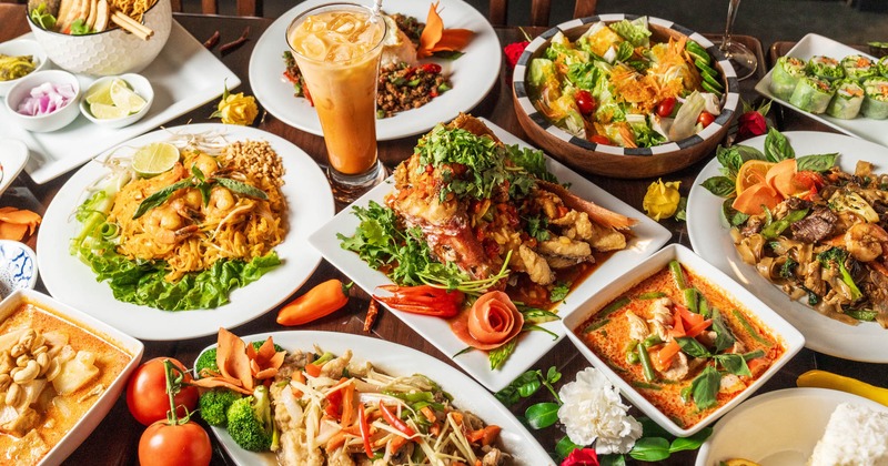 Miscellany of dishes displayed on a table