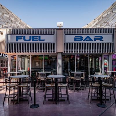 The patio in front of the bar.
