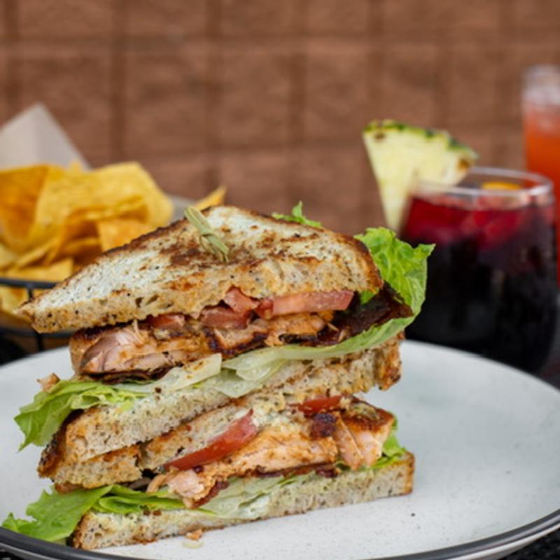 menu item 53 of 74, BBQ Spiced Salmon Club