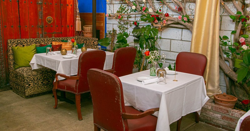 Dining area, tables set and ready for guests