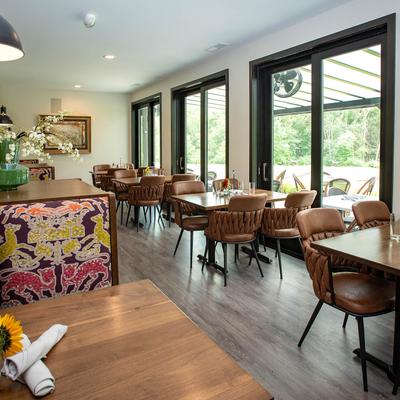 Interior, dining area, seating.