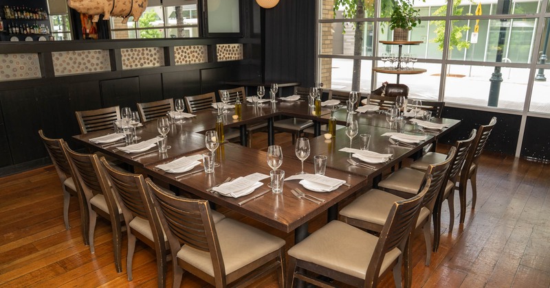 Interior, tables ready for guests