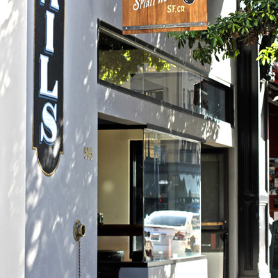 Angled view of the storefront.