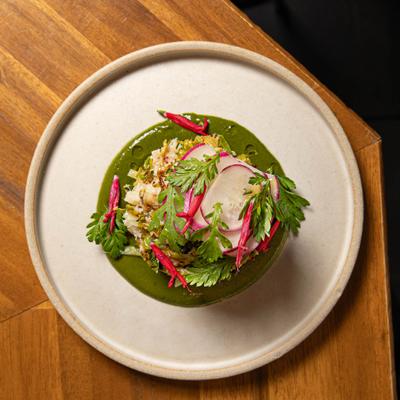 Dungeness Crab Salpicon, top view.