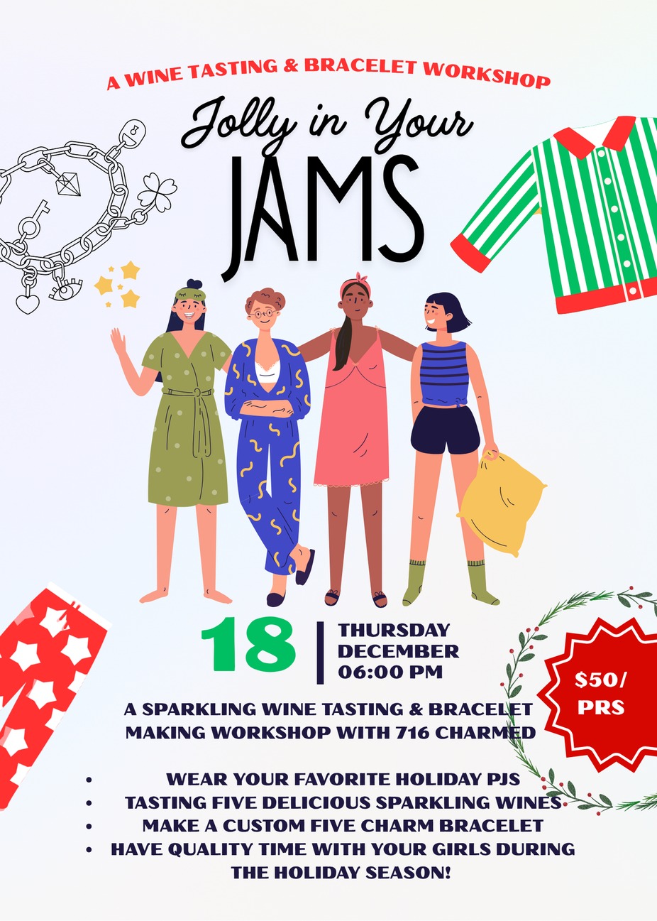Jolly in Your Jams: a wine tasting & bracelet workshop event photo