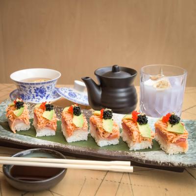 Riverside roll, sushi, served