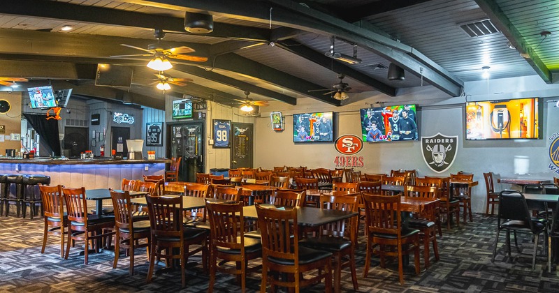 Interior, seating place with tables and chairs