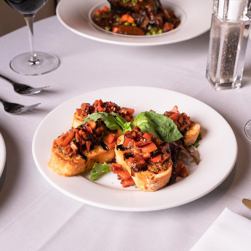 menu item 1 of 5, Tomato & Basil Bruschetta (V)