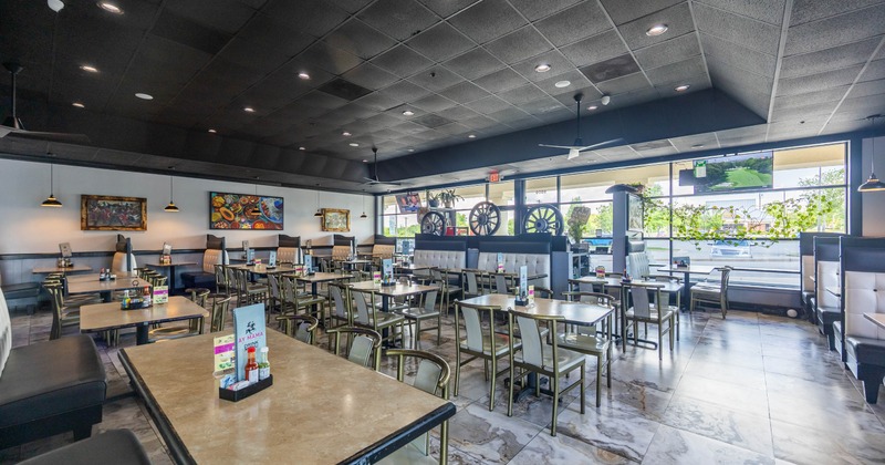 Interior, chairs and tables