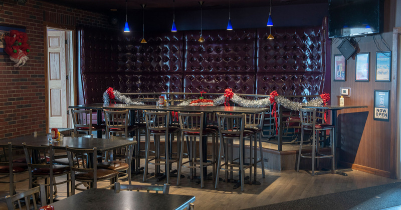 Interior decorated with Christmas ornaments