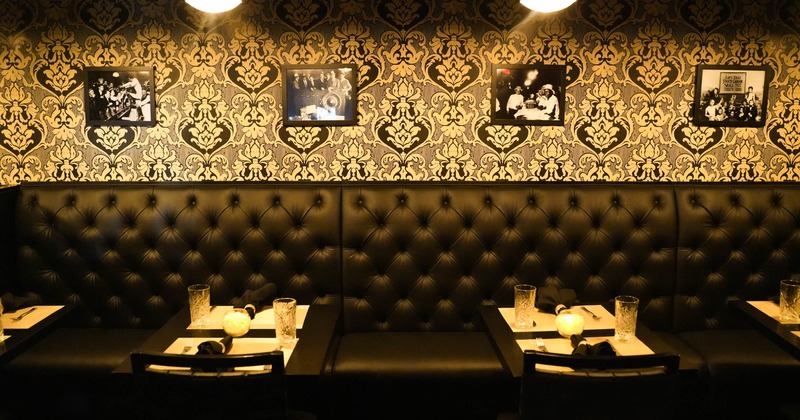 Interior, benches, chairs and tables ready for guests