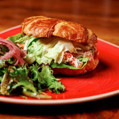 Lobster salad croissant sandwich