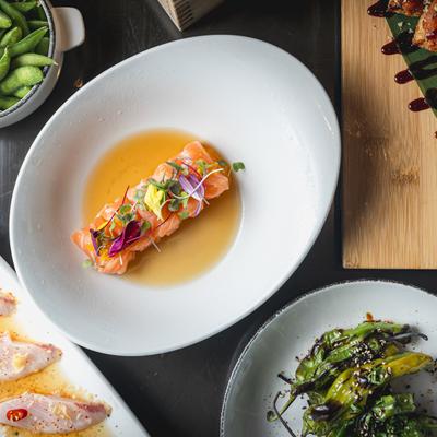 Served meals, top view.