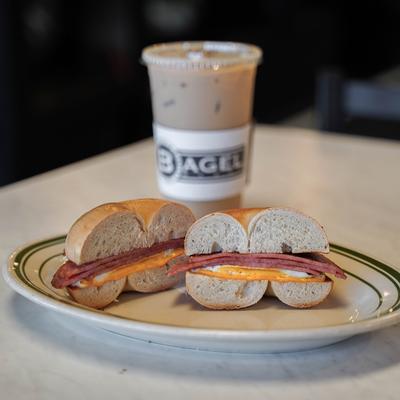 New Jersey bagel and iced coffee.