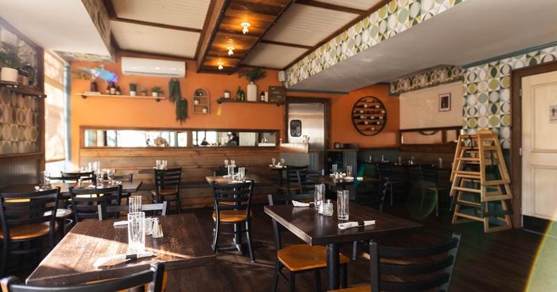 Interior, tables and chairs