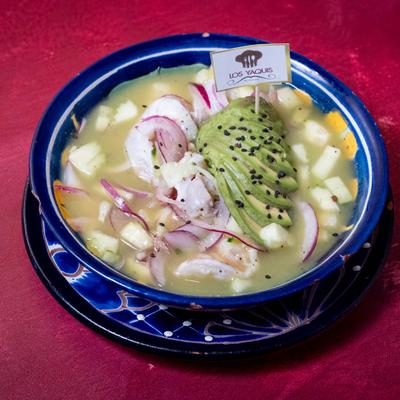 Shrimp cooked in lime based spicy salsa.