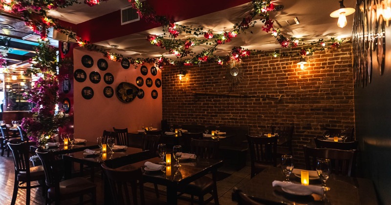 Interior, tables and chairs ready for guests
