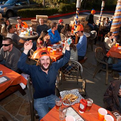 Guests on the outdoor patio