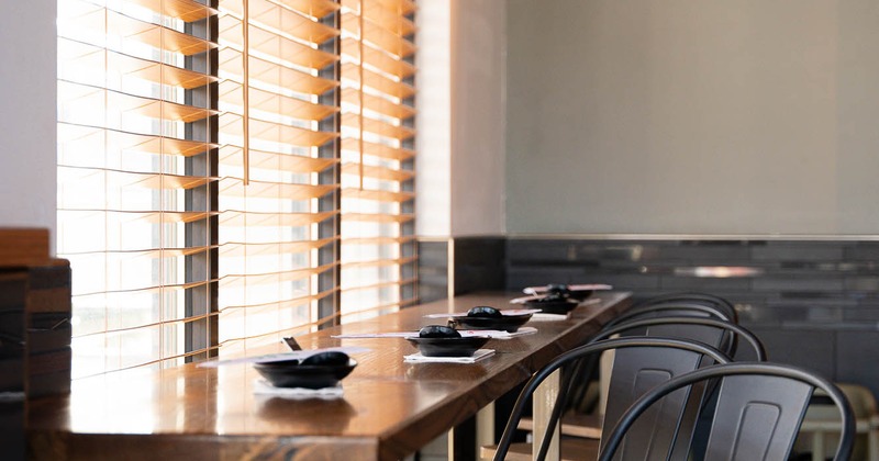 Interior, seating space by the windows