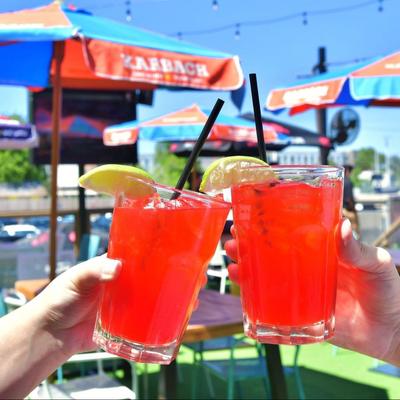Guests cheering with cocktails
