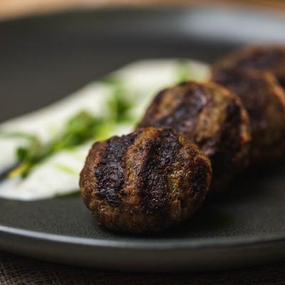 Greek style meatballs, with feta sauce.