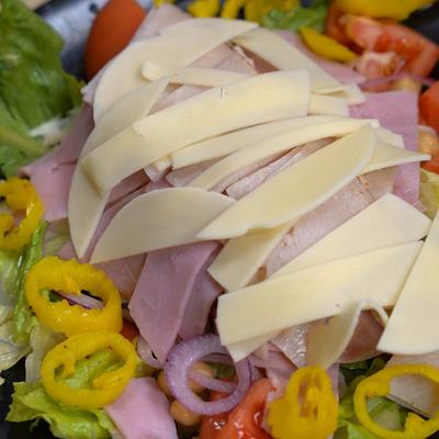 Chef salad, closeup.