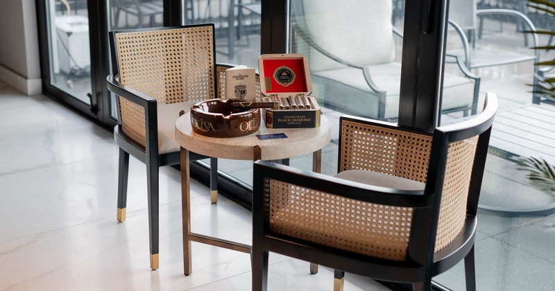 Interior, seating area, coffee table and two chairs